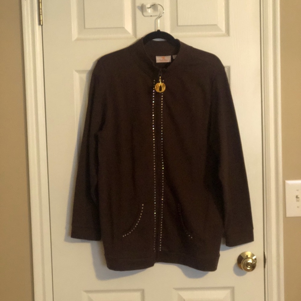 Quacker Factory brown jacket with sequins